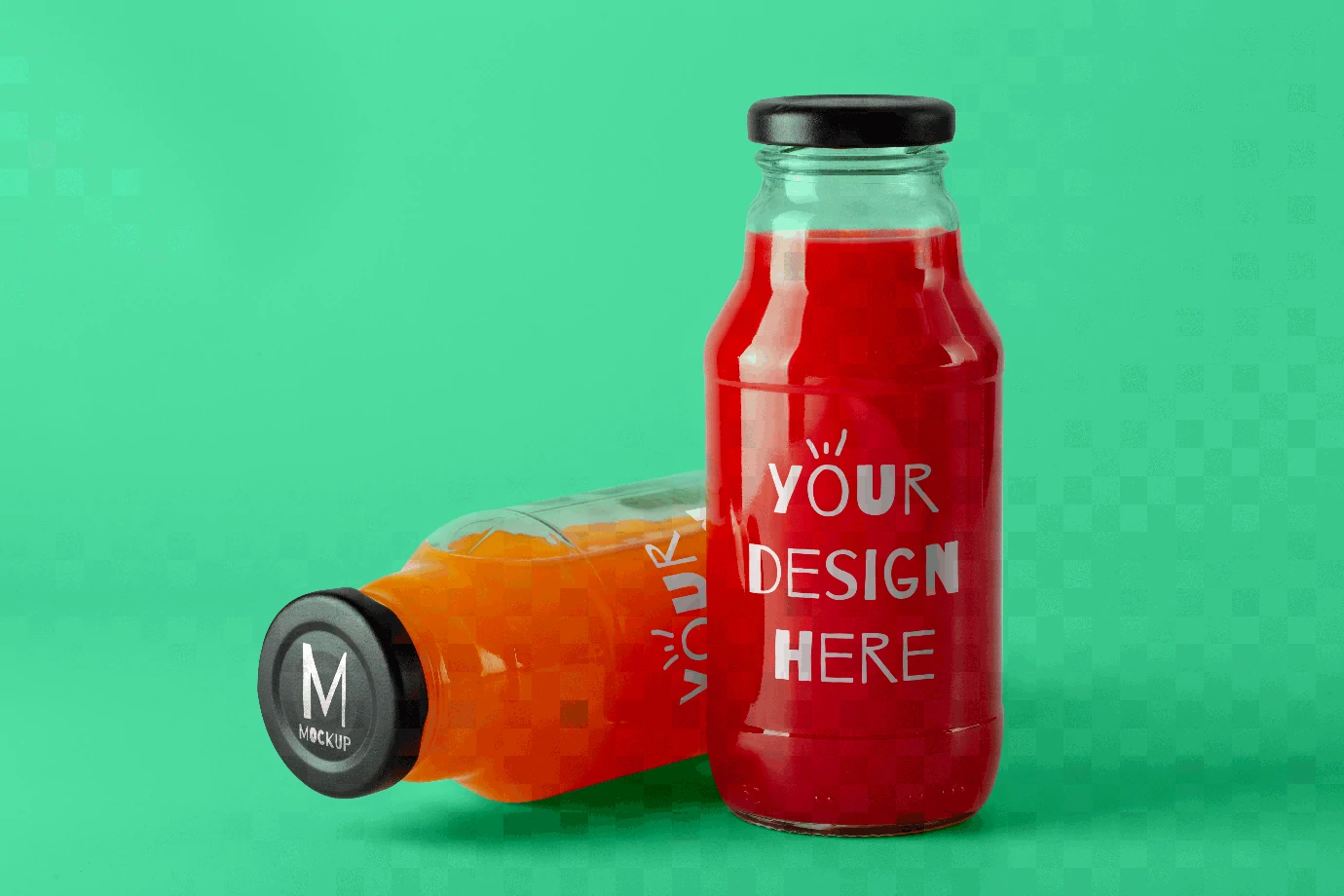 果汁饮料饮品玻璃瓶手持包装VI提案展示效果智能贴图样机PSD素材【006】